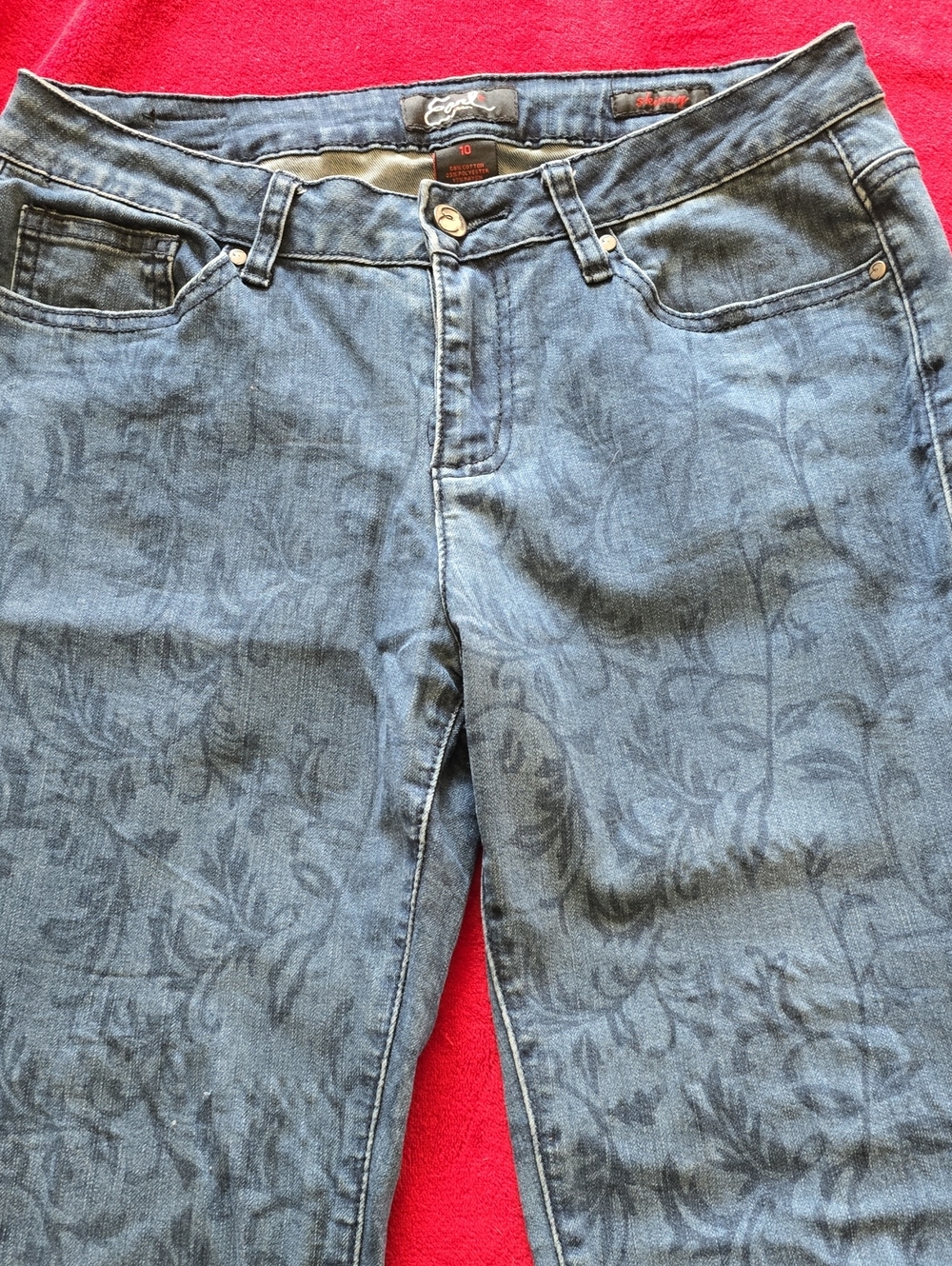 Earl Jeans Blue Floral-Print Straight Leg Jeans